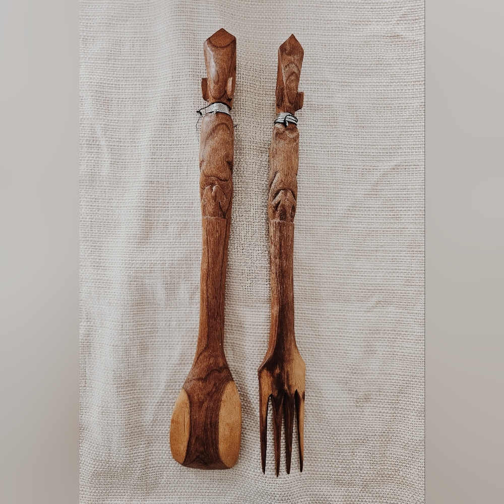 Mid-Century Handmade Wooden Utensil Set - Picture 5 of 5